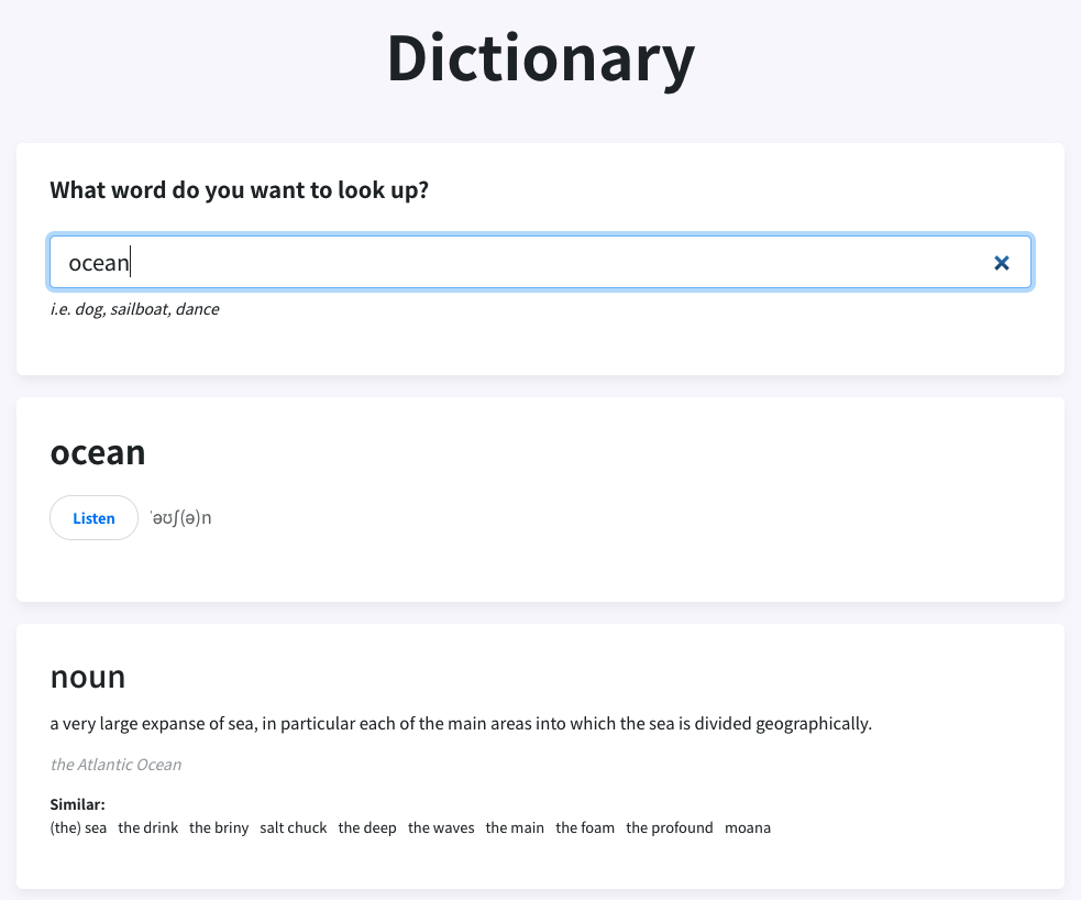 Picture of dictionary app